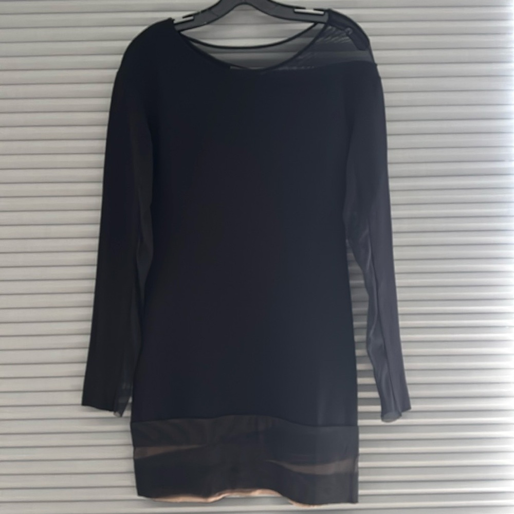 BCBGMaxAzria Black Mesh Accent Dress